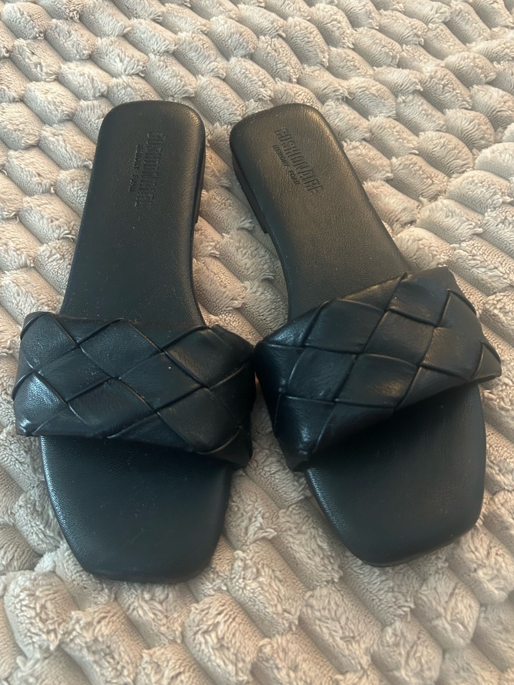 Black Braided Slide Sandals
